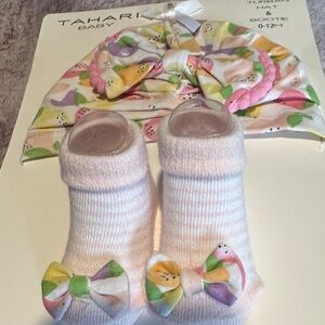 Tahari Baby Multicolor Turban Hat and Bootie Set